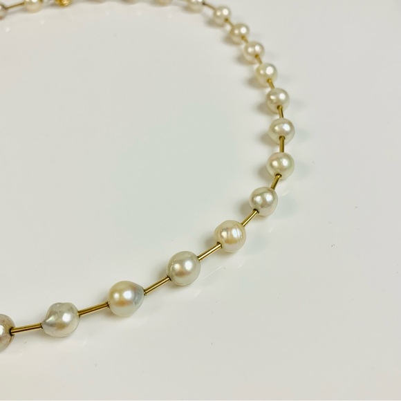Vintage 14K Yellow Gold Pearl Bead Strand Necklace - Picture 6 of 12